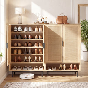 43 Inch 6-Tier Tall Shoe Cabinet with Double Doors-Natural view 3
