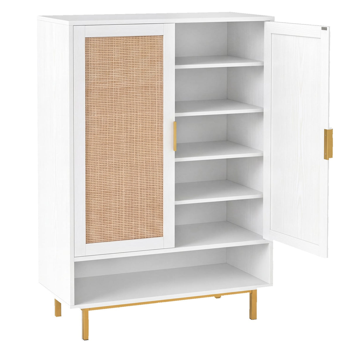 43 Inch 6-Tier Tall Shoe Cabinet with Double Doors-White view 6