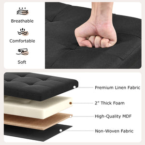 43 Inches Folding Storage Ottoman Bench with Padded Seat-Black view 9