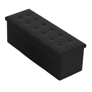 43 Inches Folding Storage Ottoman Bench with Padded Seat-Black