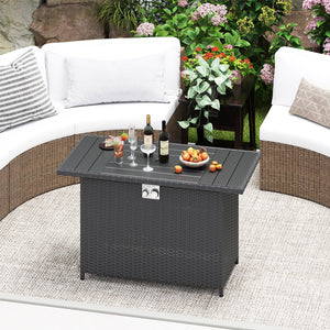 44.5 Inch Propane Fire Pit Table Rattan Gas 2-in-1 with Stainless Steel Burner-Black view 3