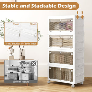 44 Gal 4-Pack Stackable Plastic Storage Bins with Lid for Bedroom Living Room-White view 9