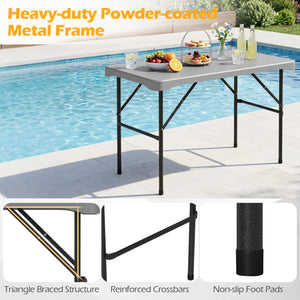 44 inches HDPE Folding Picnic Table Set with 2 Benches-Gray view 9