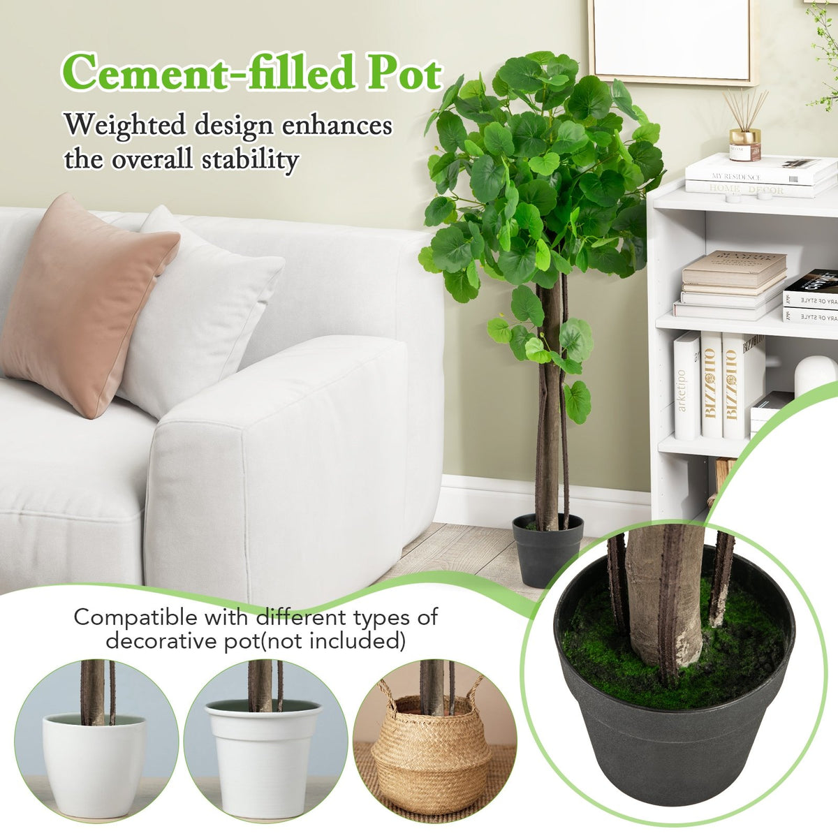 44 Inch Artificial Crabapple Tree with Adjustable Branches for Decor view 8