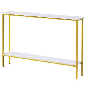 44 Inch Console Table with Shelf with Dual Anti-Tipping Kits-White view 4