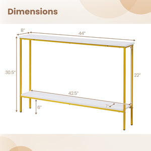44 Inch Console Table with Shelf with Dual Anti-Tipping Kits-White view 5