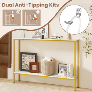 44 Inch Console Table with Shelf with Dual Anti-Tipping Kits-White view 7