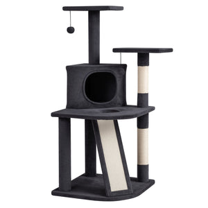 44 Inch Tall Kitten Tower with Condo and 2 Plush Perches-Dark Gray