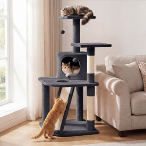 44 Inch Tall Kitten Tower with Condo and 2 Plush Perches-Dark Gray view 2