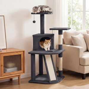 44 Inch Tall Kitten Tower with Condo and 2 Plush Perches-Dark Gray view 3
