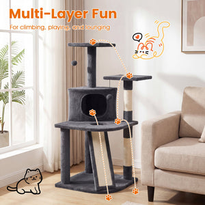 44 Inch Tall Kitten Tower with Condo and 2 Plush Perches-Dark Gray view 6