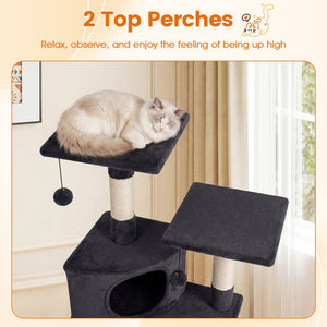 44 Inch Tall Kitten Tower with Condo and 2 Plush Perches-Dark Gray view 7