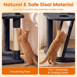 44 Inch Tall Kitten Tower with Condo and 2 Plush Perches-Dark Gray view 9