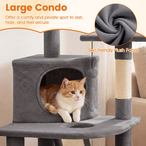 44 Inch Tall Kitten Tower with Condo and 2 Plush Perches-Light Gray view 8