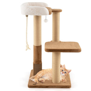 44 Inches Modern Cat Tree for Indoor Cats with Plush Padded Perch and Dangling Ball-Coffee view 4