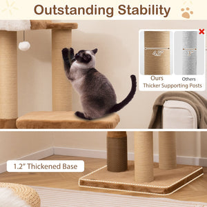 44 Inches Modern Cat Tree for Indoor Cats with Plush Padded Perch and Dangling Ball-Coffee view 6