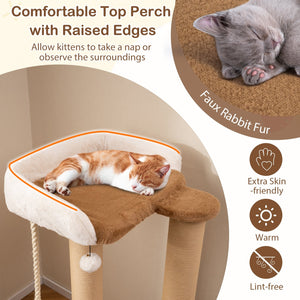 44 Inches Modern Cat Tree for Indoor Cats with Plush Padded Perch and Dangling Ball-Coffee view 7