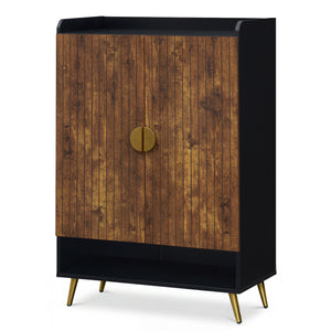 44 inches Tall Shoe Storage Cabinet with 7-Tier Doors and Adjustable Shelves for Entryway-Rustic Brown view 4
