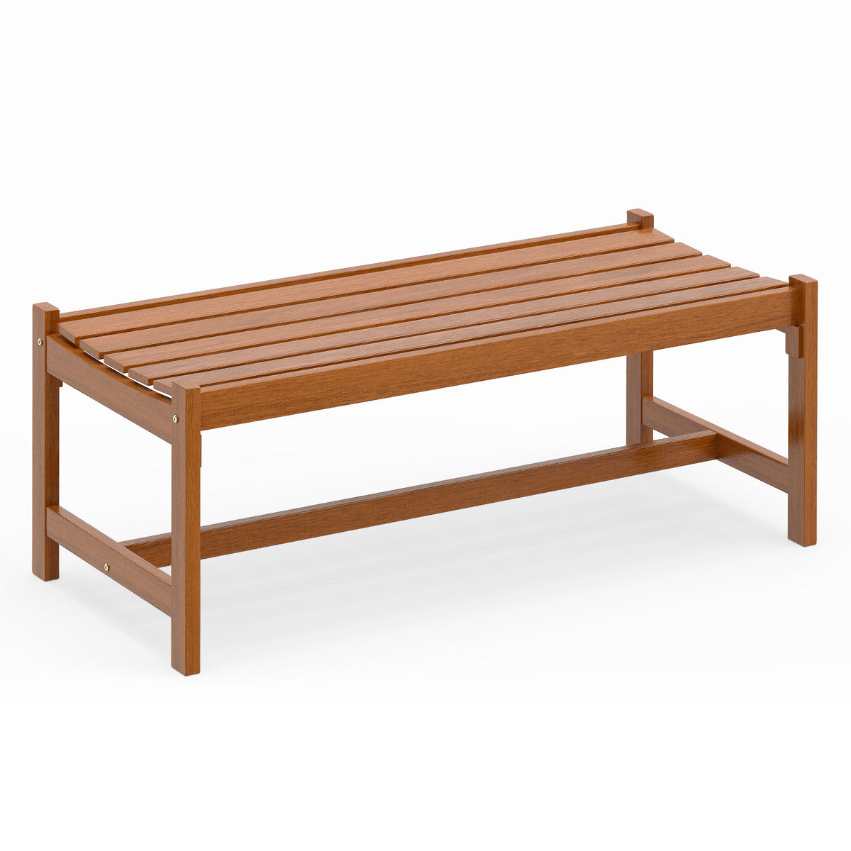 44 inches Patio Wood Bench Set of 1 Outdoor Solid Hardwood Dining Bench with Teak Oil Finish