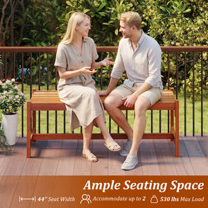 44 inches Patio Wood Bench Set of 1 Outdoor Solid Hardwood Dining Bench with Teak Oil Finish view 7