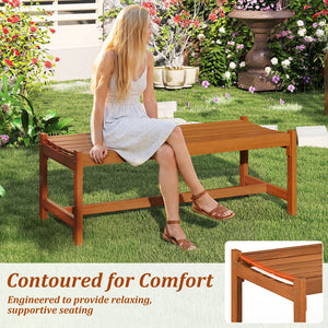 44 inches Patio Wood Bench Set of 1 Outdoor Solid Hardwood Dining Bench with Teak Oil Finish view 8