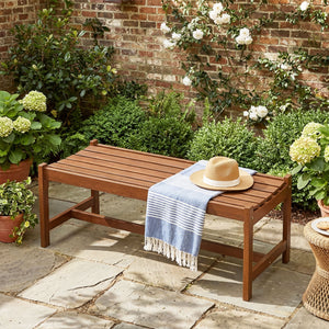 44 inches Patio Wood Bench Set of 2 Outdoor Solid Hardwood Dining Bench with Teak Oil Finish view 5