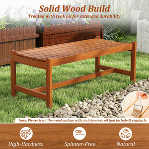 44 inches Patio Wood Bench Set of 2 Outdoor Solid Hardwood Dining Bench with Teak Oil Finish view 6