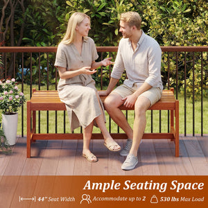44 inches Patio Wood Bench Set of 2 Outdoor Solid Hardwood Dining Bench with Teak Oil Finish view 7