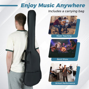 45.5 Inch Electric Bass Guitar with Double Pickups and Gig Bag for Beginners-Black view 8
