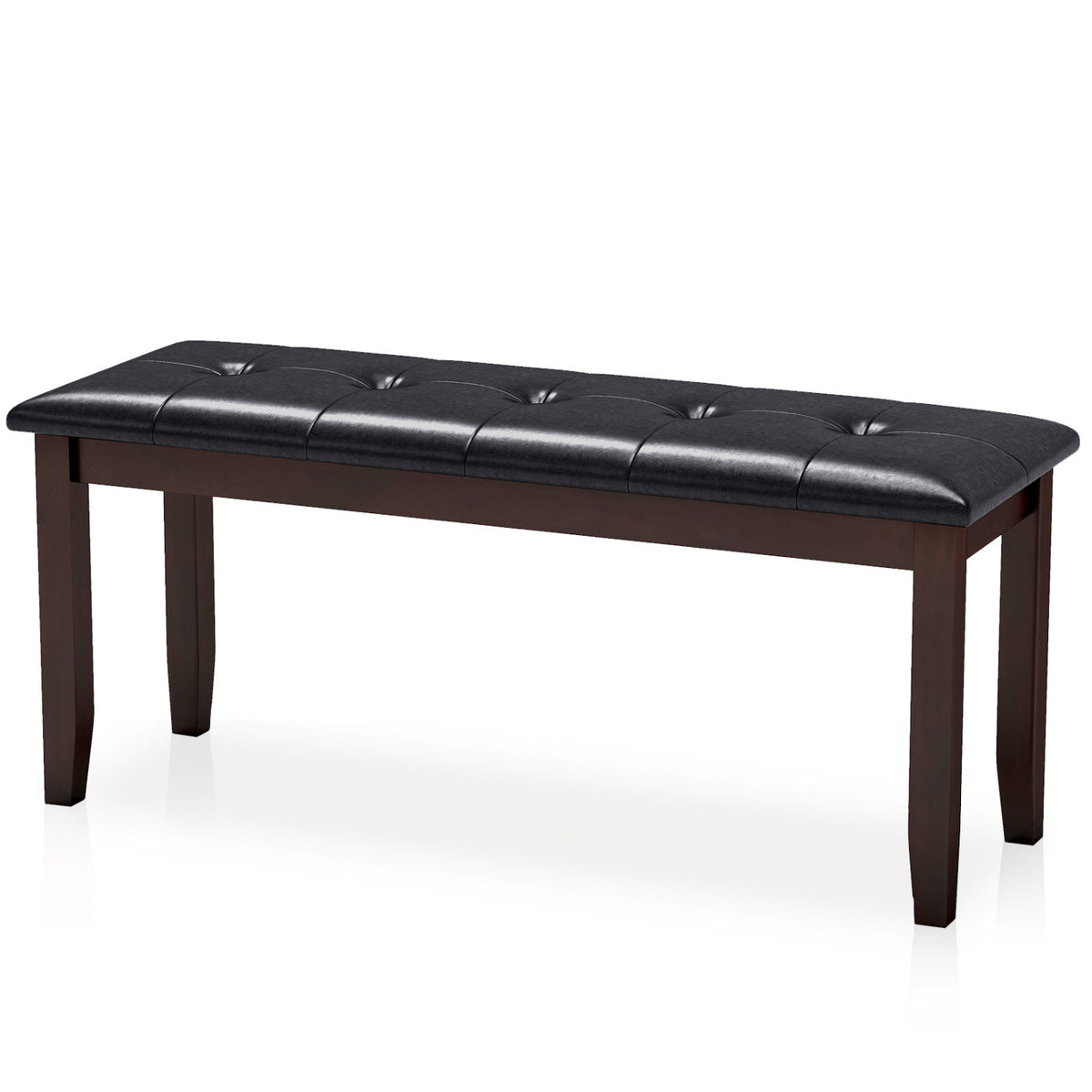 45.5 inches PU Leather Upholstered Bench with Soft Padded Seat and Strong Rubber Wood Legs-Brown