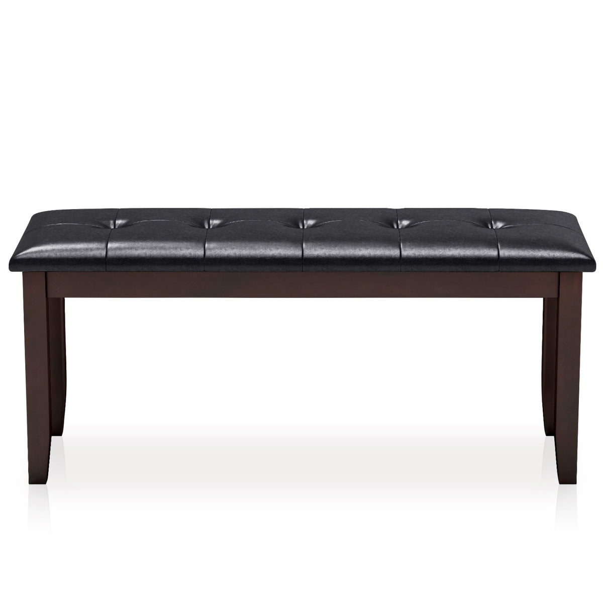 45.5 inches PU Leather Upholstered Bench with Soft Padded Seat and Strong Rubber Wood Legs-Brown view 4