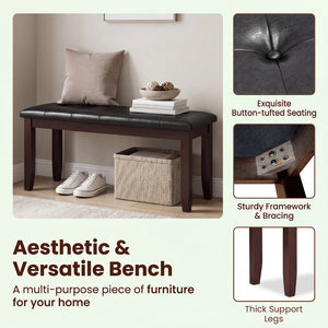 45.5 inches PU Leather Upholstered Bench with Soft Padded Seat and Strong Rubber Wood Legs-Brown view 8