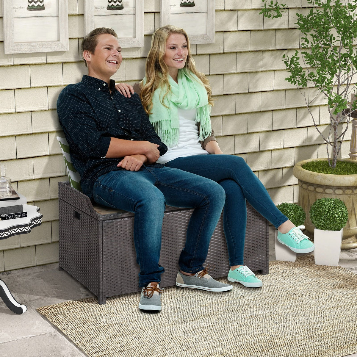 45 Gallon Outdoor Storage Bench with Zippered Liner view 5