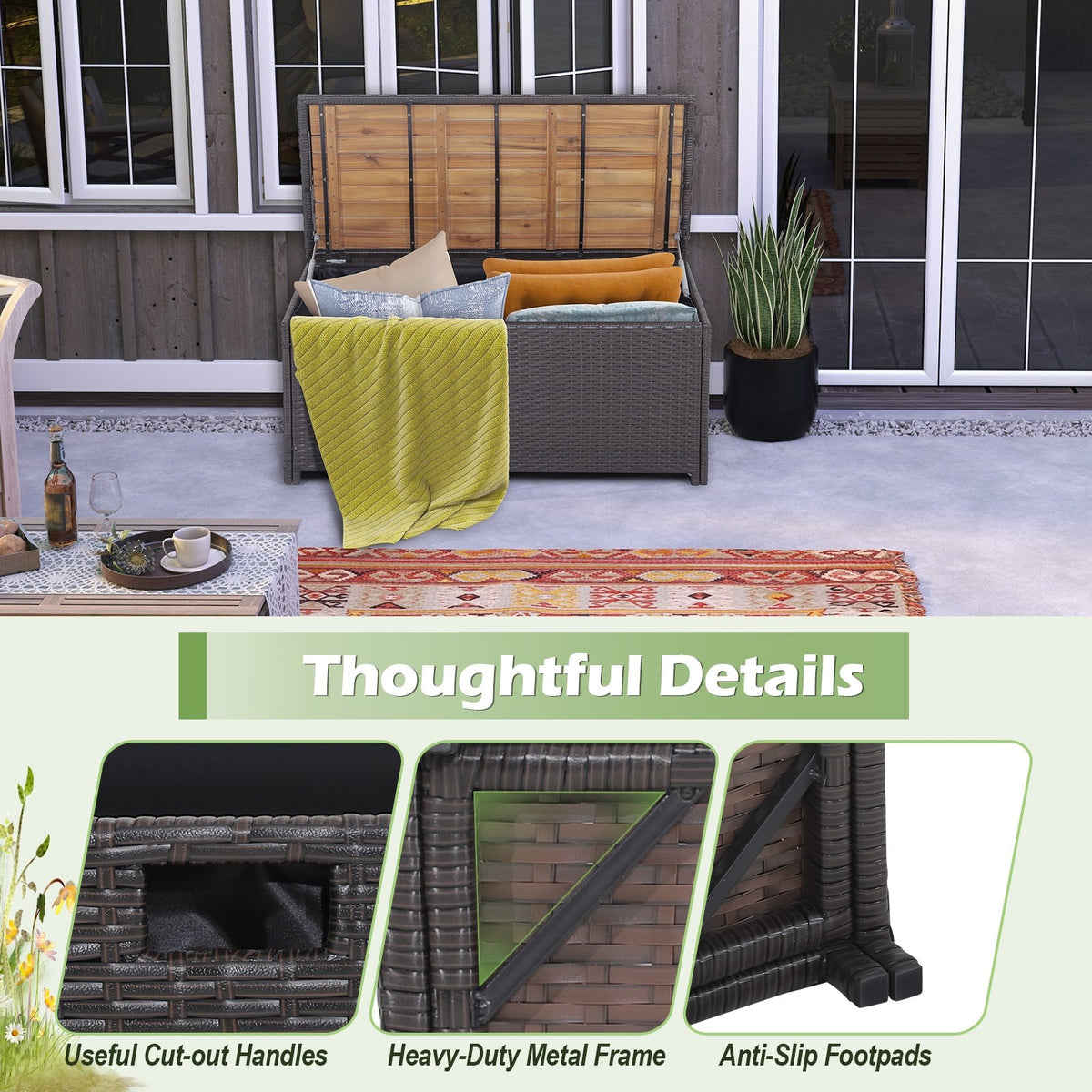 45 Gallon Outdoor Storage Bench with Zippered Liner view 9