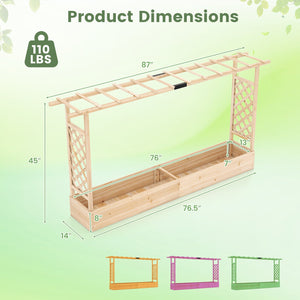45 Inch Tall Wooden Raised Garden Bed with Side Trellis and Hanging Roof Drainage Holes-Natural view 4
