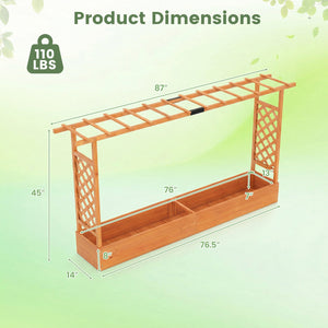 45 Inch Tall Wooden Raised Garden Bed with Side Trellis and Hanging Roof Drainage Holes-Orange view 4