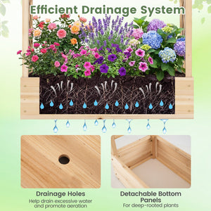 45 inch Tall Wooden Raised Garden Bed with Side Trellis and Hanging Roof-Natural view 9