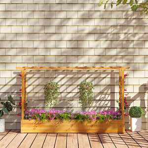45 Inch Wooden Raised Garden Bed with Lattice Trellis for Outdoor-Natural view 3