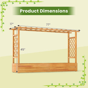 45 Inch Wooden Raised Garden Bed with Lattice Trellis for Outdoor-Natural view 5