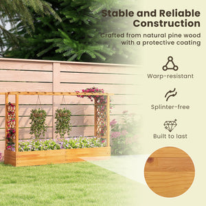 45 Inch Wooden Raised Garden Bed with Lattice Trellis for Outdoor-Natural view 7