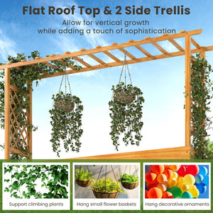 45 Inch Wooden Raised Garden Bed with Lattice Trellis for Outdoor-Natural view 9