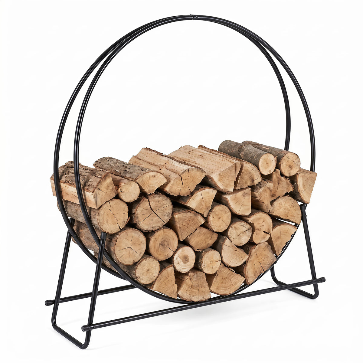 45 inches Round Firewood Rack with Heavy-Duty Metal Frame view 4