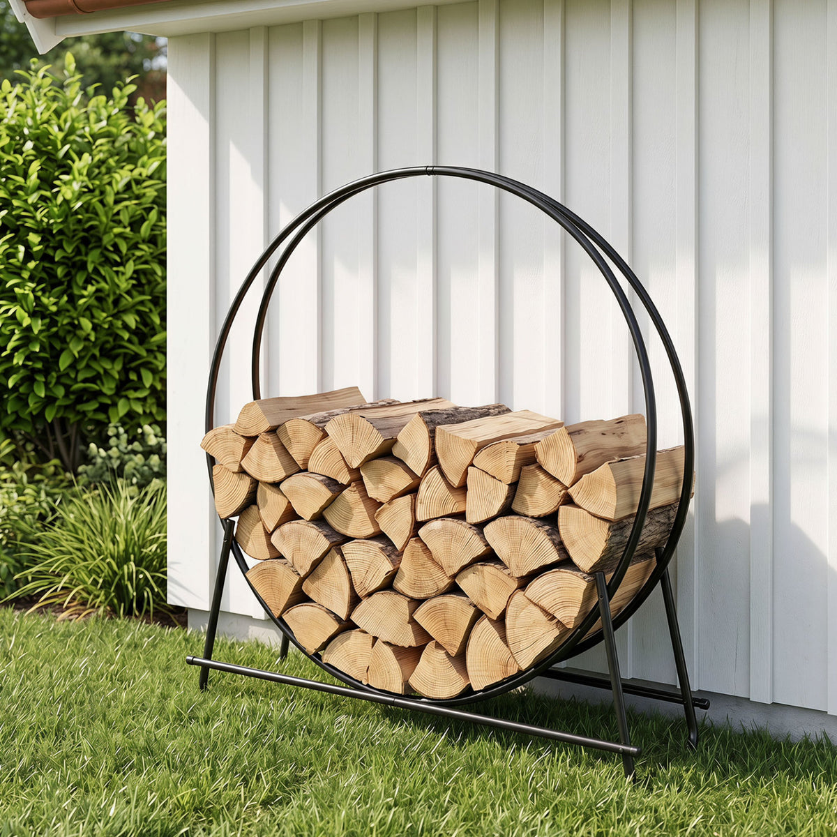 45 inches Round Firewood Rack with Heavy-Duty Metal Frame view 6