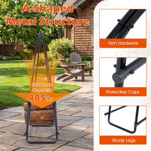 45 inches Round Firewood Rack with Heavy-Duty Metal Frame view 7