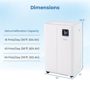 4500 Sq.Ft 54 Pints Dehumidifier with 3 Modesfor Home and Basement-White view 5