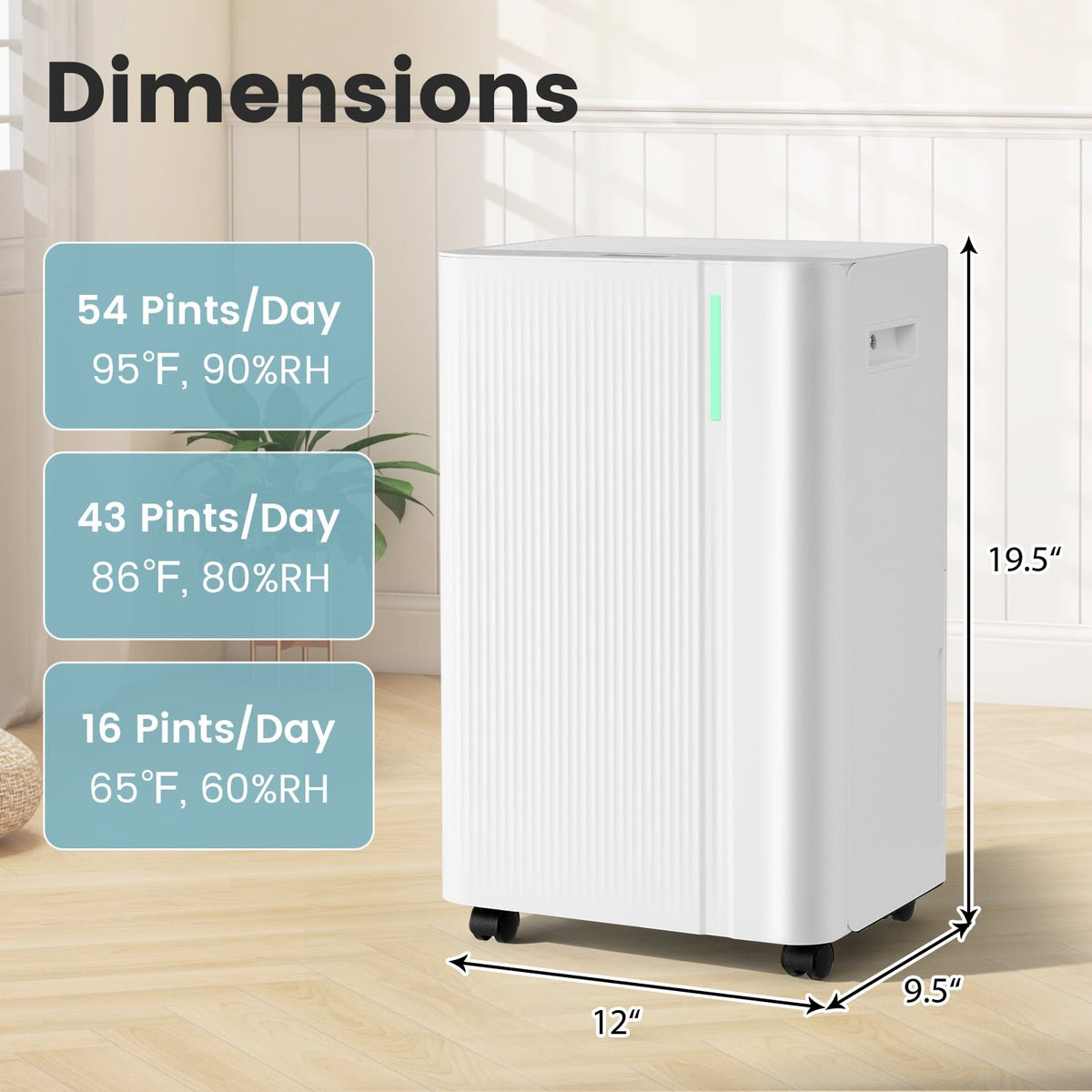 4500 Sq.Ft 54 Pints Dehumidifier with Drain Hose for Home-White view 6