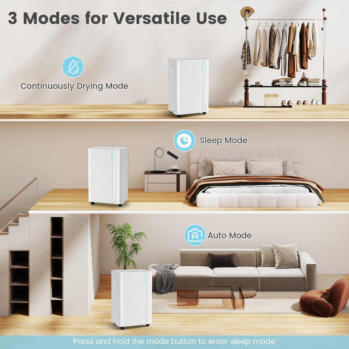 4500 Sq.Ft 54 Pints Dehumidifier with Drain Hose for Home-White view 9