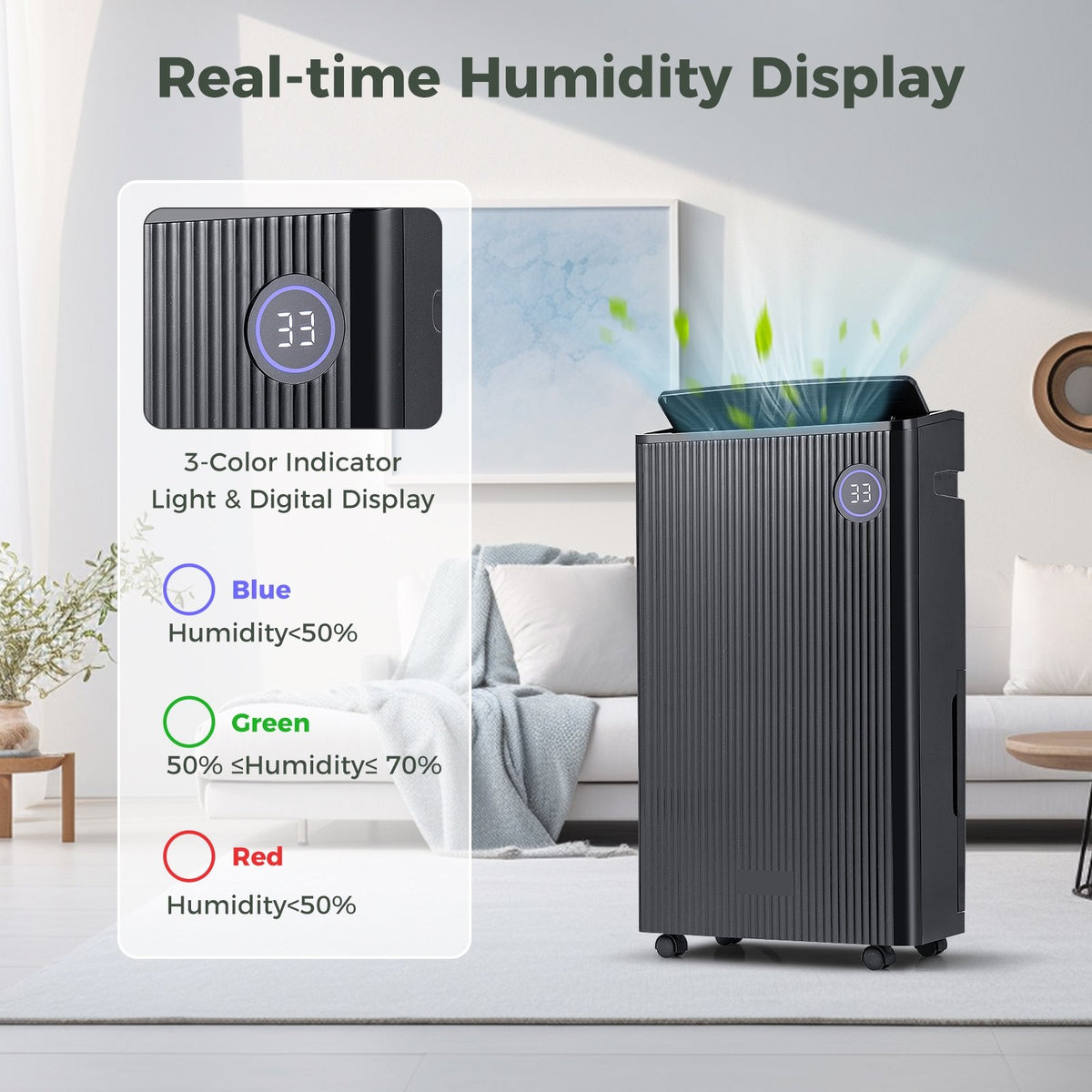 4500 Sq. Ft 57 Pint Quiet Dehumidifier for Basement with 4 Modes-Black view 2