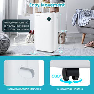 4500 Sq. Ft Dehumidifier with 5 Modes and 3-Color Indicator Light-White view 5