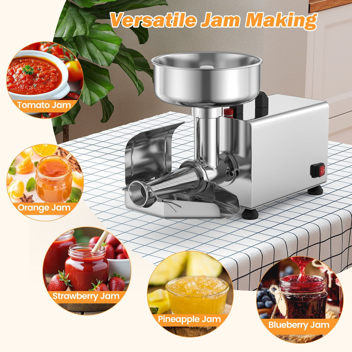 450W Electric Tomato Strainer Commercial Grade Food Mill Stainless Steel Sauce Maker view 5